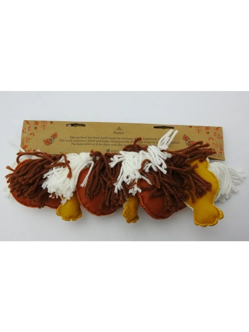 Handmade In Peru Fall Owl Garland 7 Ft Felt Pumpkin Sequin Autumn Decor